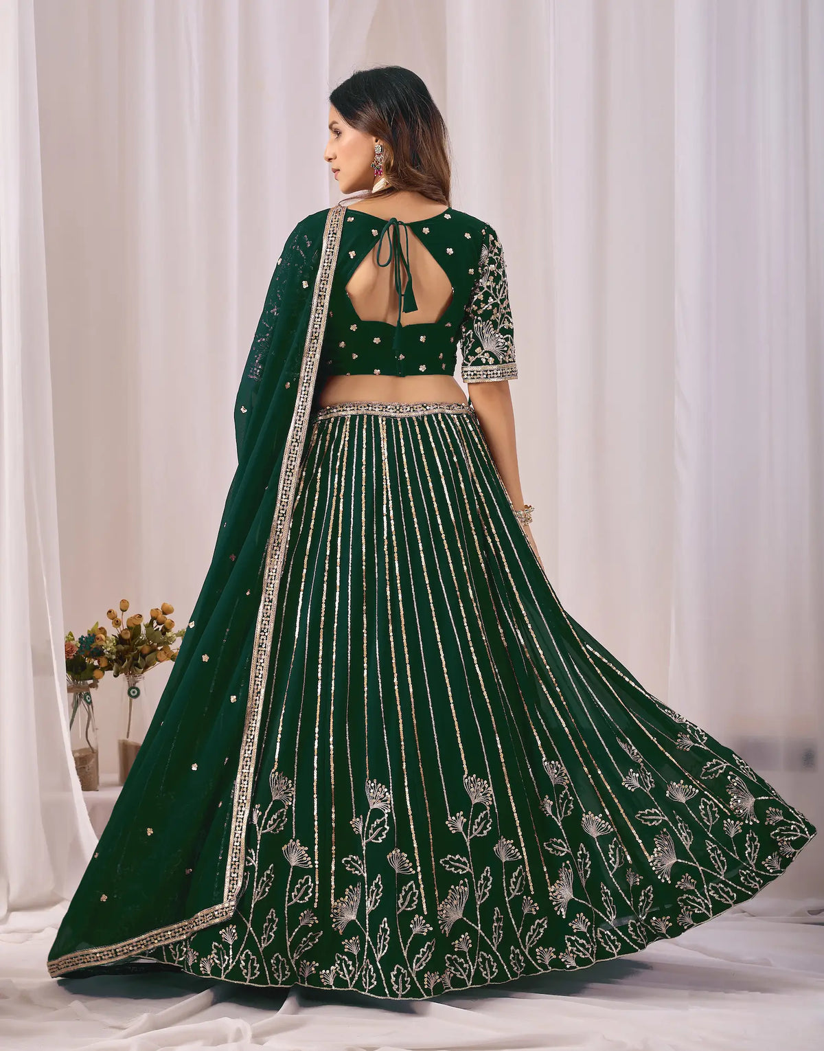 Timber Green Embroidery Lehenga Choli