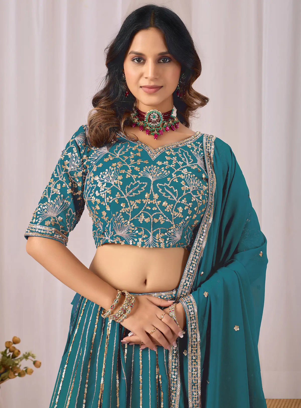 Bondi Blue Embroidery Lehenga Choli