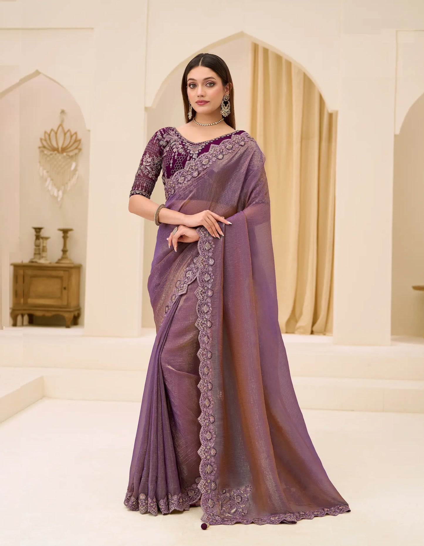 Twilight Mauve Georgette Party wear Saree