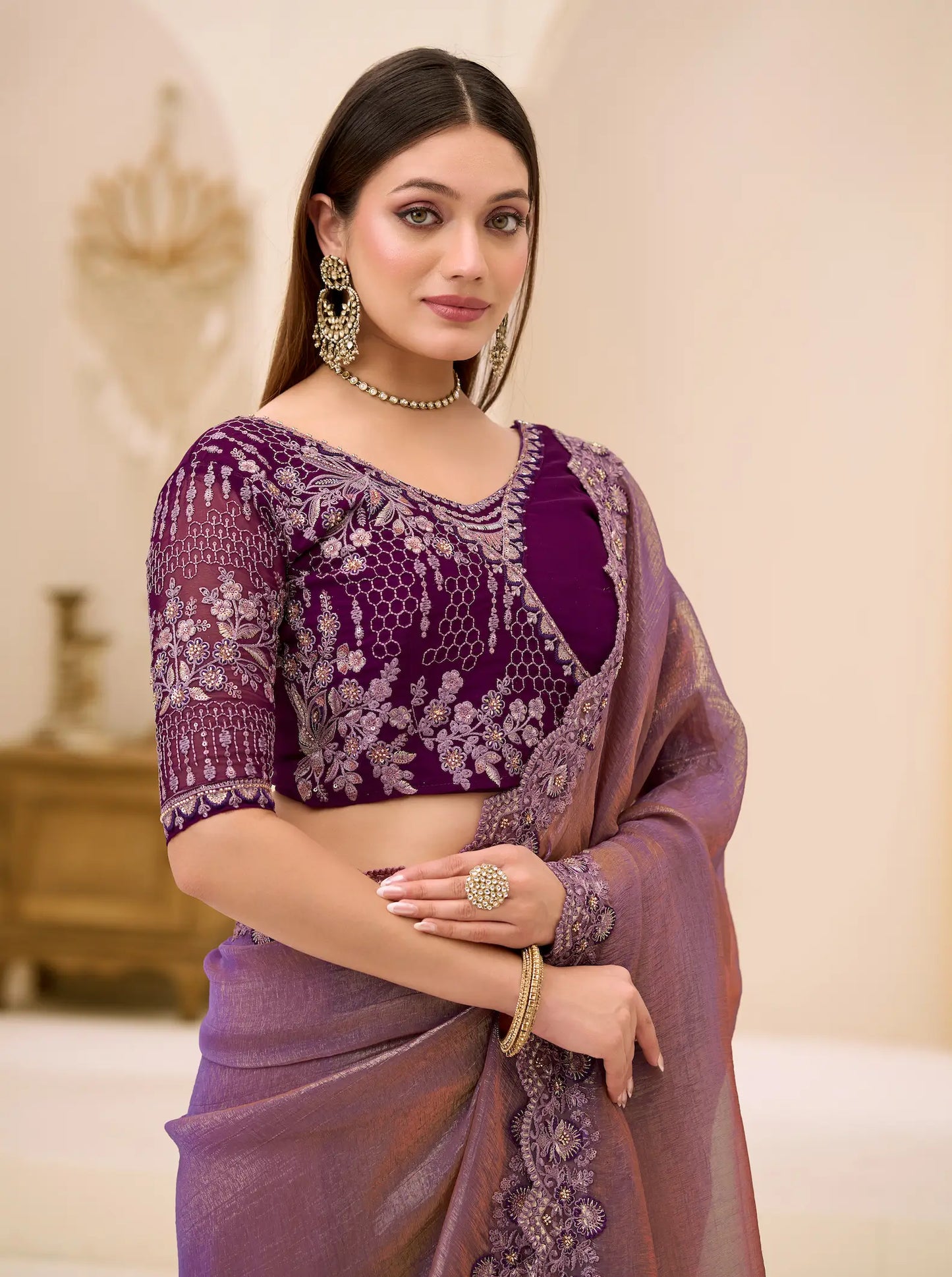 Twilight Mauve Georgette Party wear Saree
