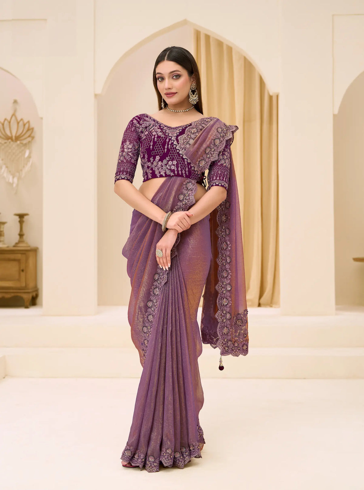 Twilight Mauve Georgette Party wear Saree