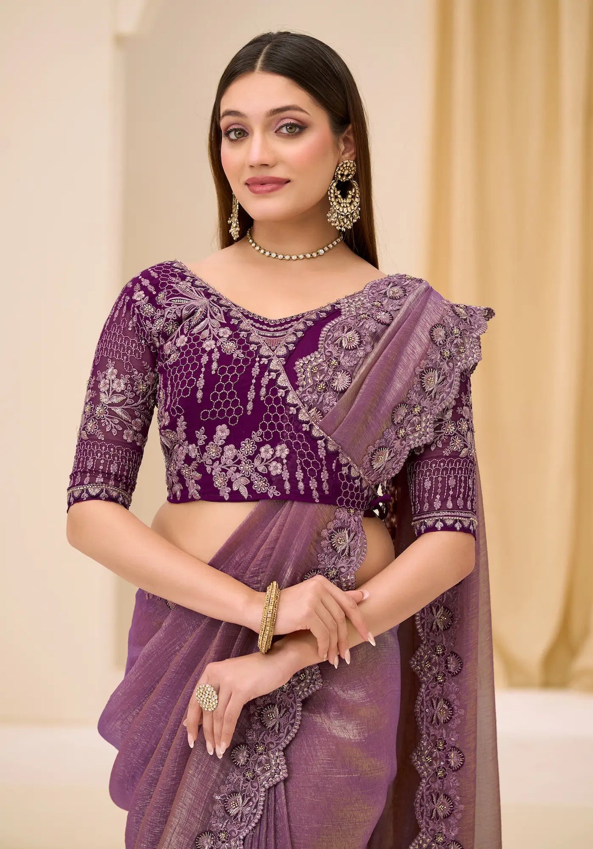 Twilight Mauve Georgette Party wear Saree