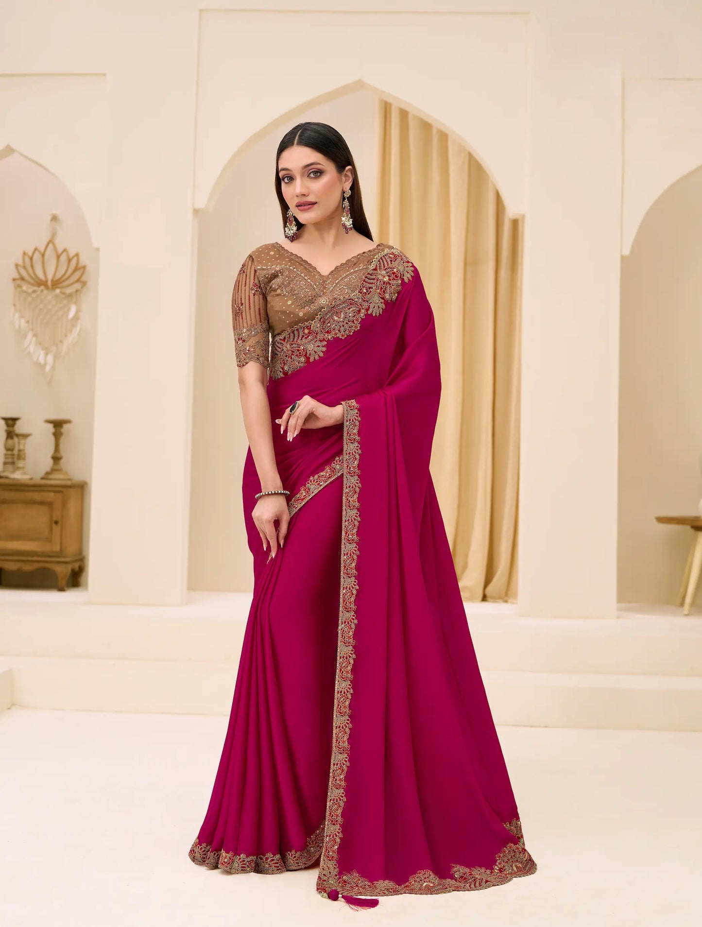 Scarlett Red Georgette Party wear Saree