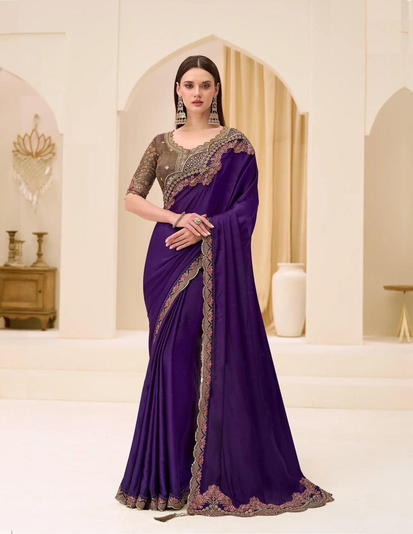 Blooming Violet Georgette Party wear Saree