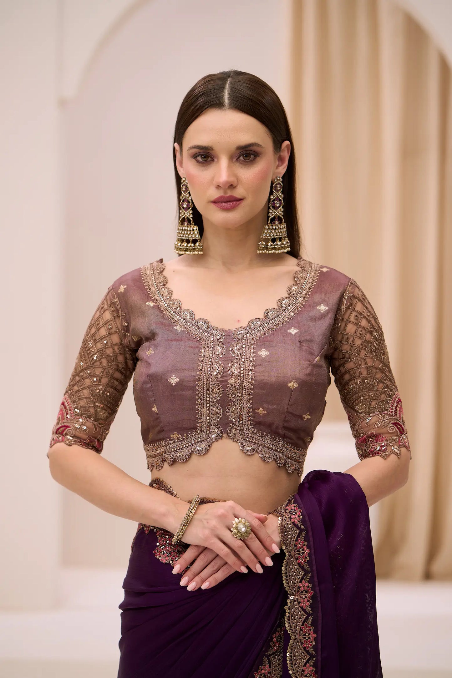 Blooming Violet Georgette Party wear Saree