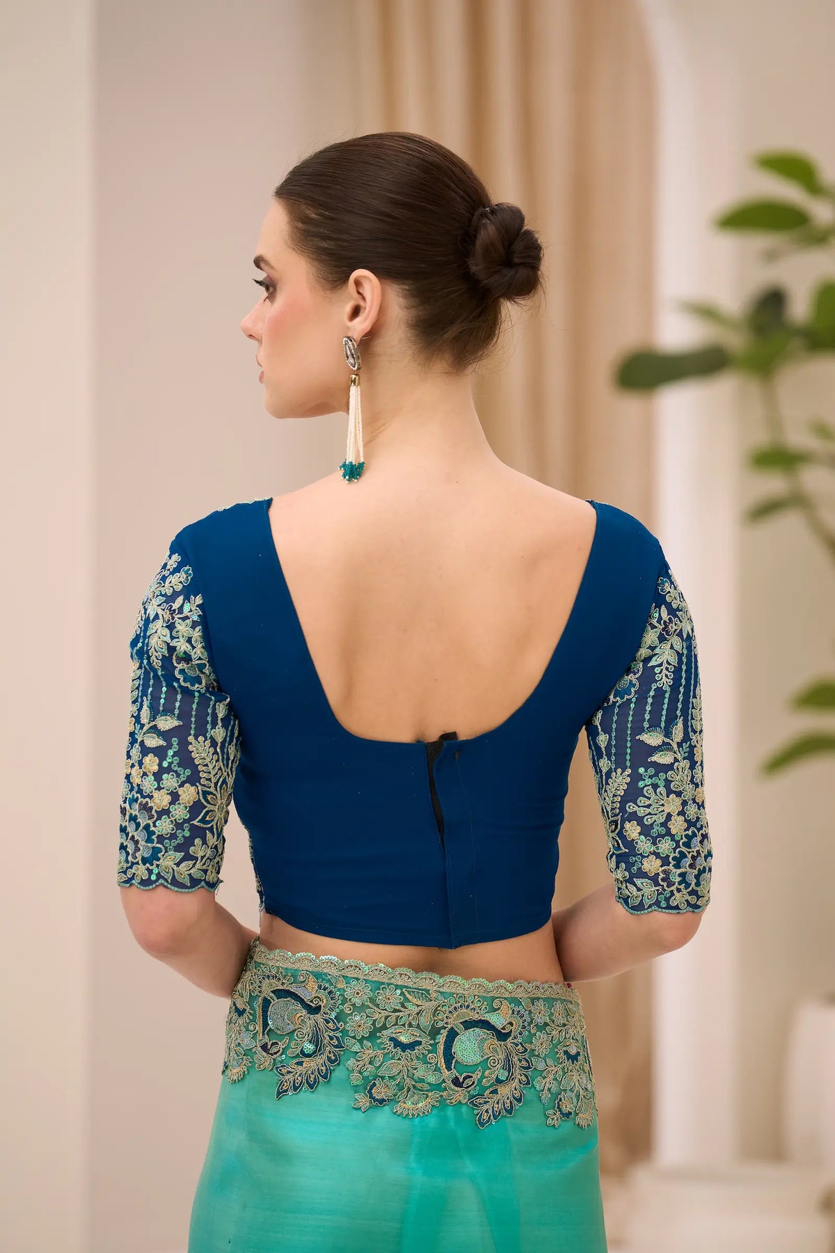 Turquoise Blue Georgette Party wear Saree