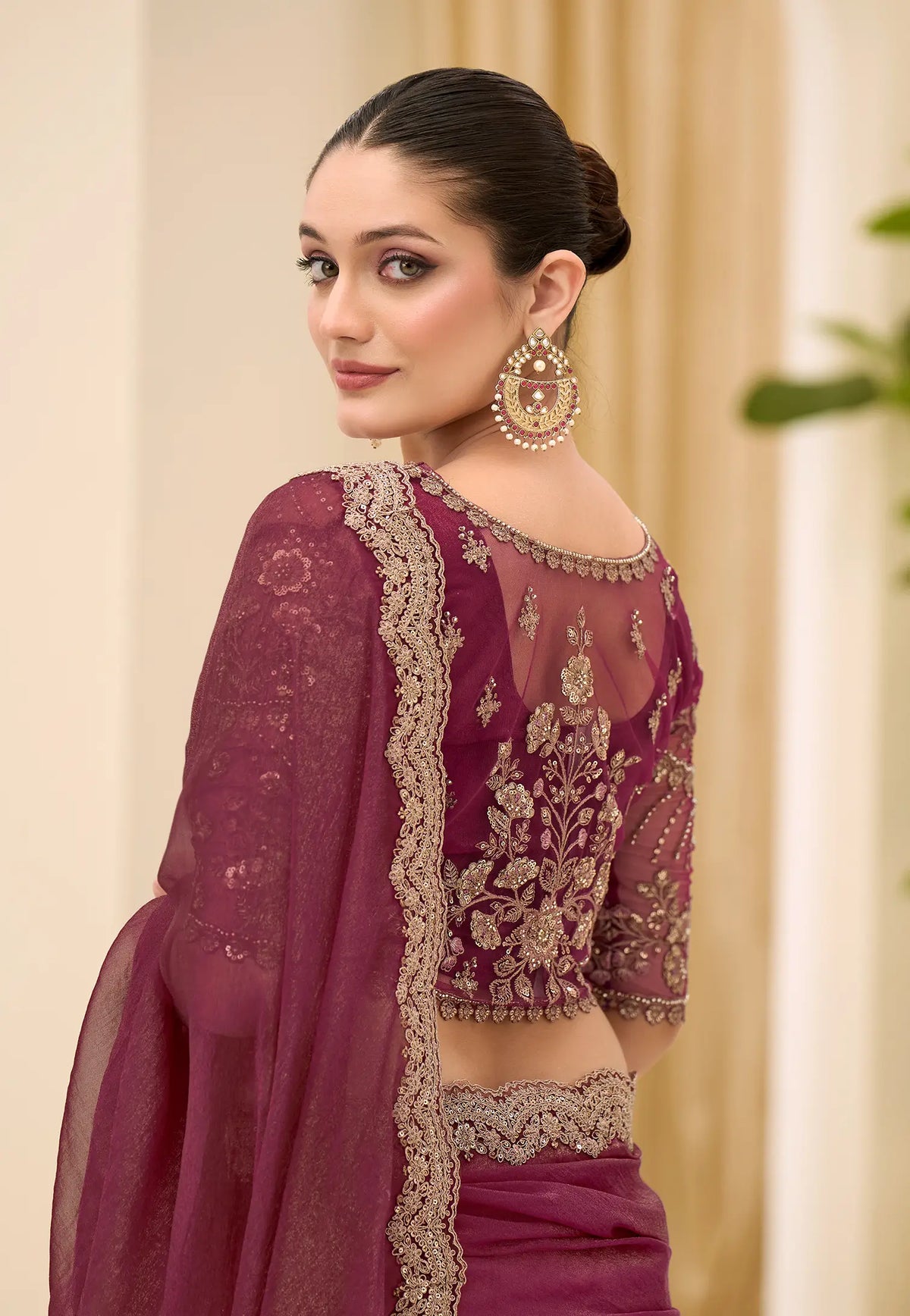 Copper Rust Georgette Party wear Saree
