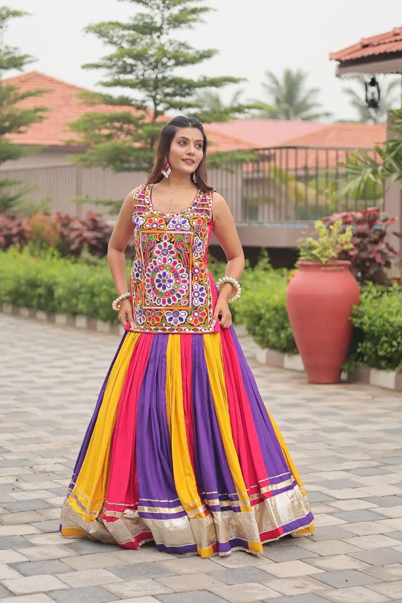 Multi Color Navratri Lehenga Choli With Kuchi Work
