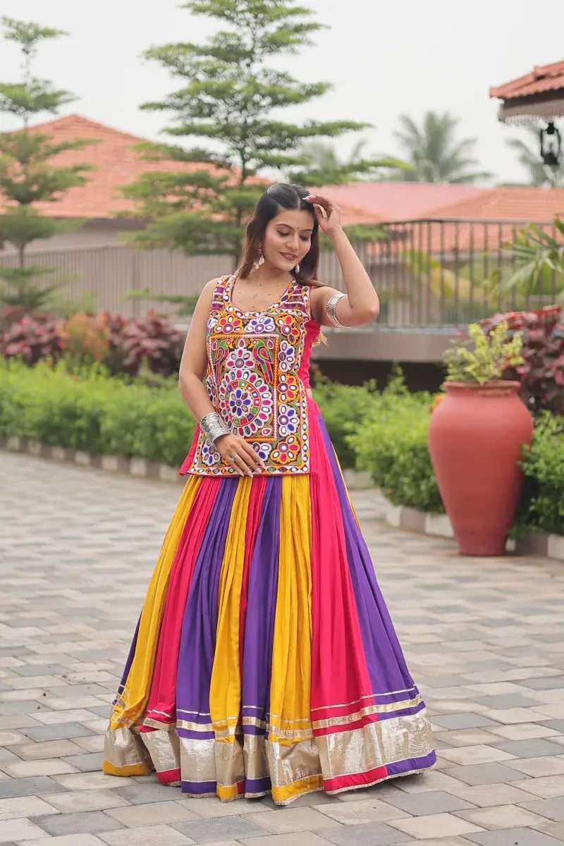 Multi Color Navratri Lehenga Choli With Kuchi Work
