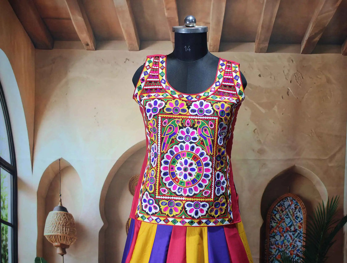 Multi Color Navratri Lehenga Choli With Kuchi Work