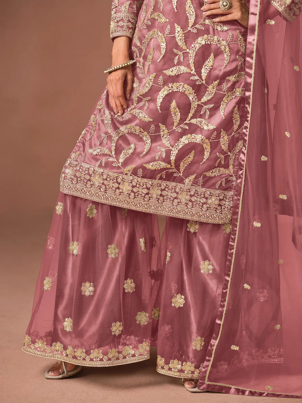 Dusty Pink Embroidered Salwar Suit