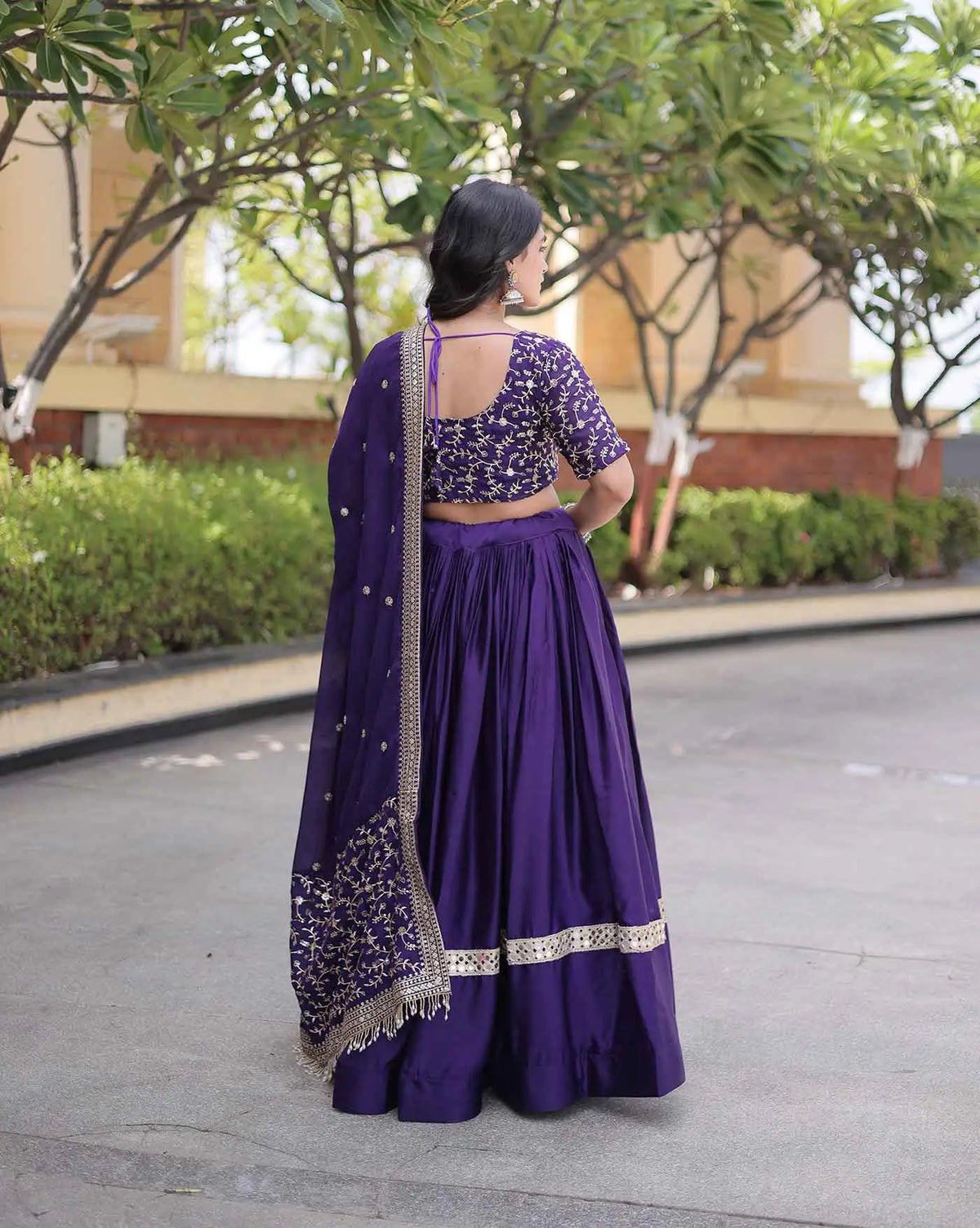 Purple Sequins Embroidered Lehenga Choli