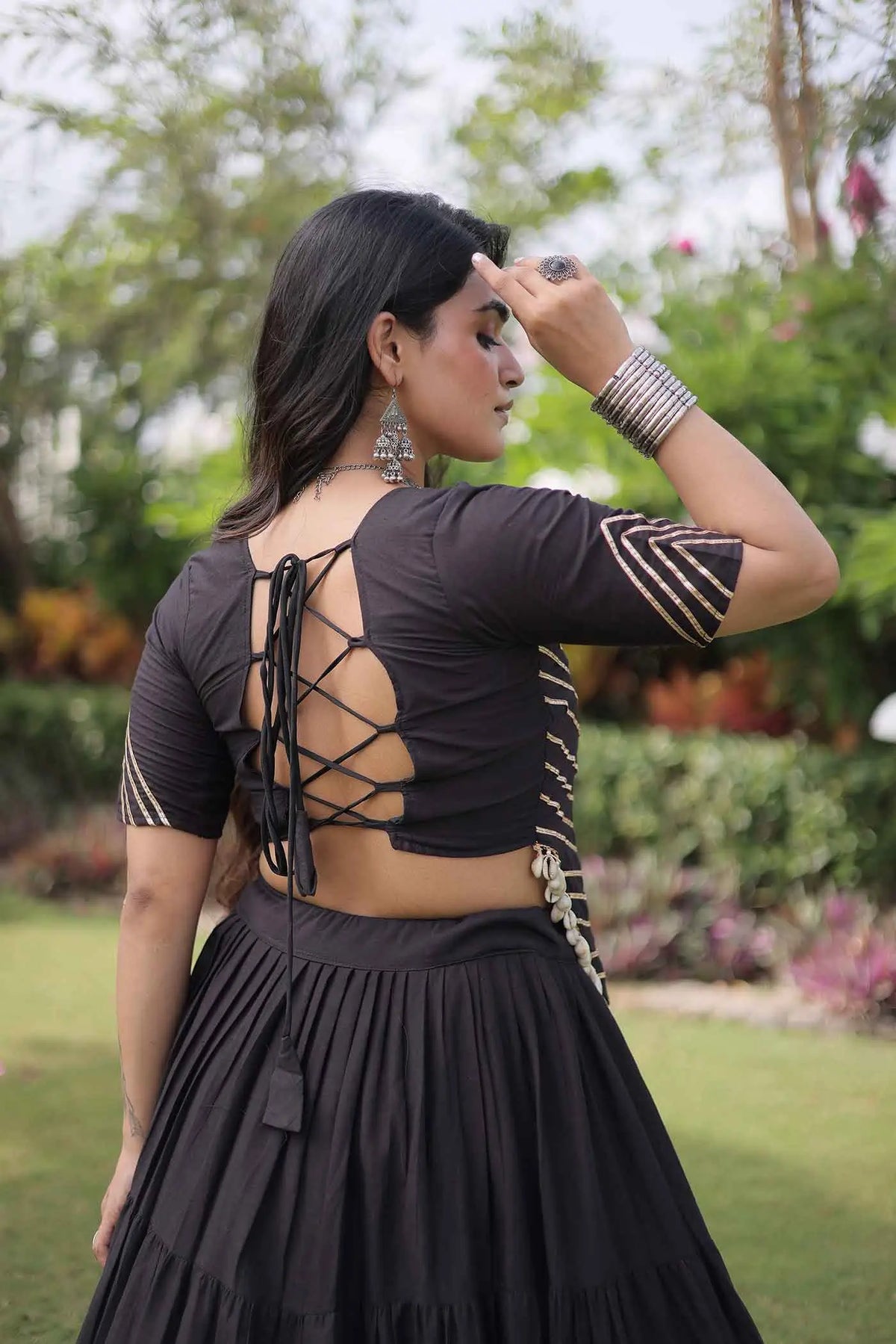 Black Gamthi Work Navaratri Lehenga Choli