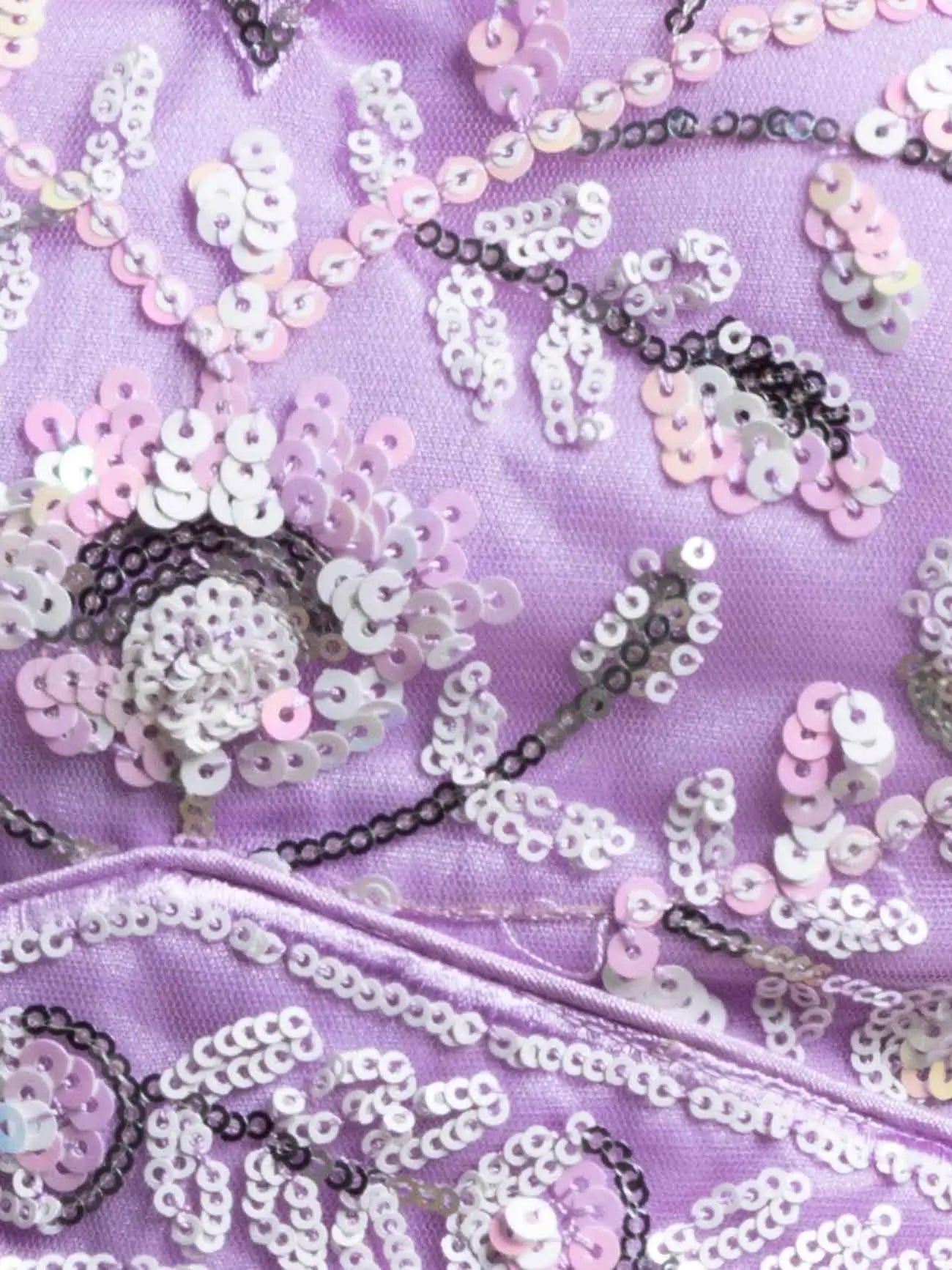 Lavender Sequins Work Net Lehenga Choli