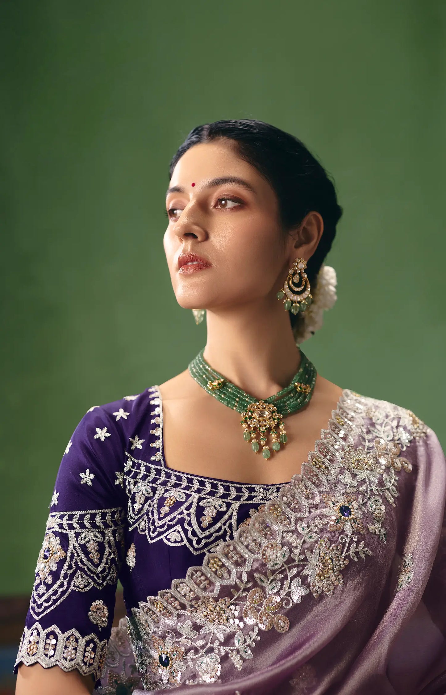 Old Lavender Heavy Embroidered Saree