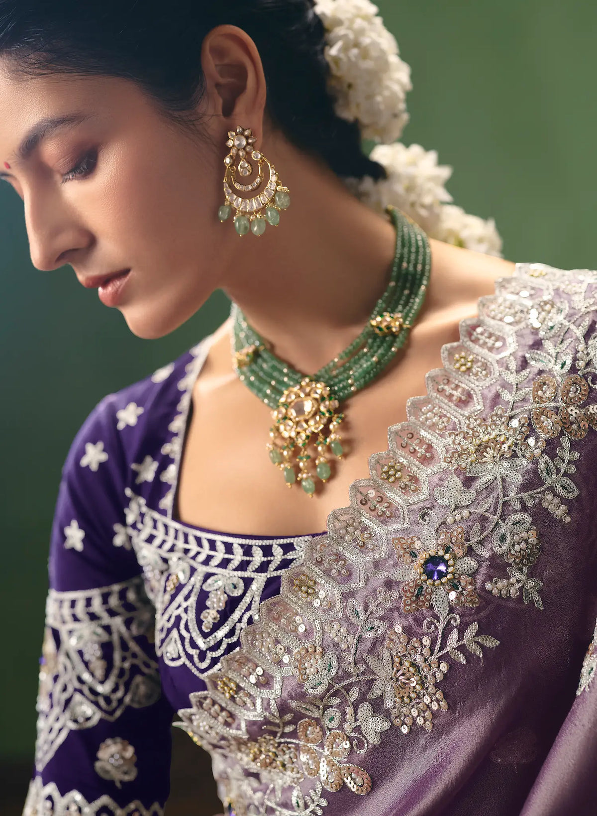 Old Lavender Heavy Embroidered Saree