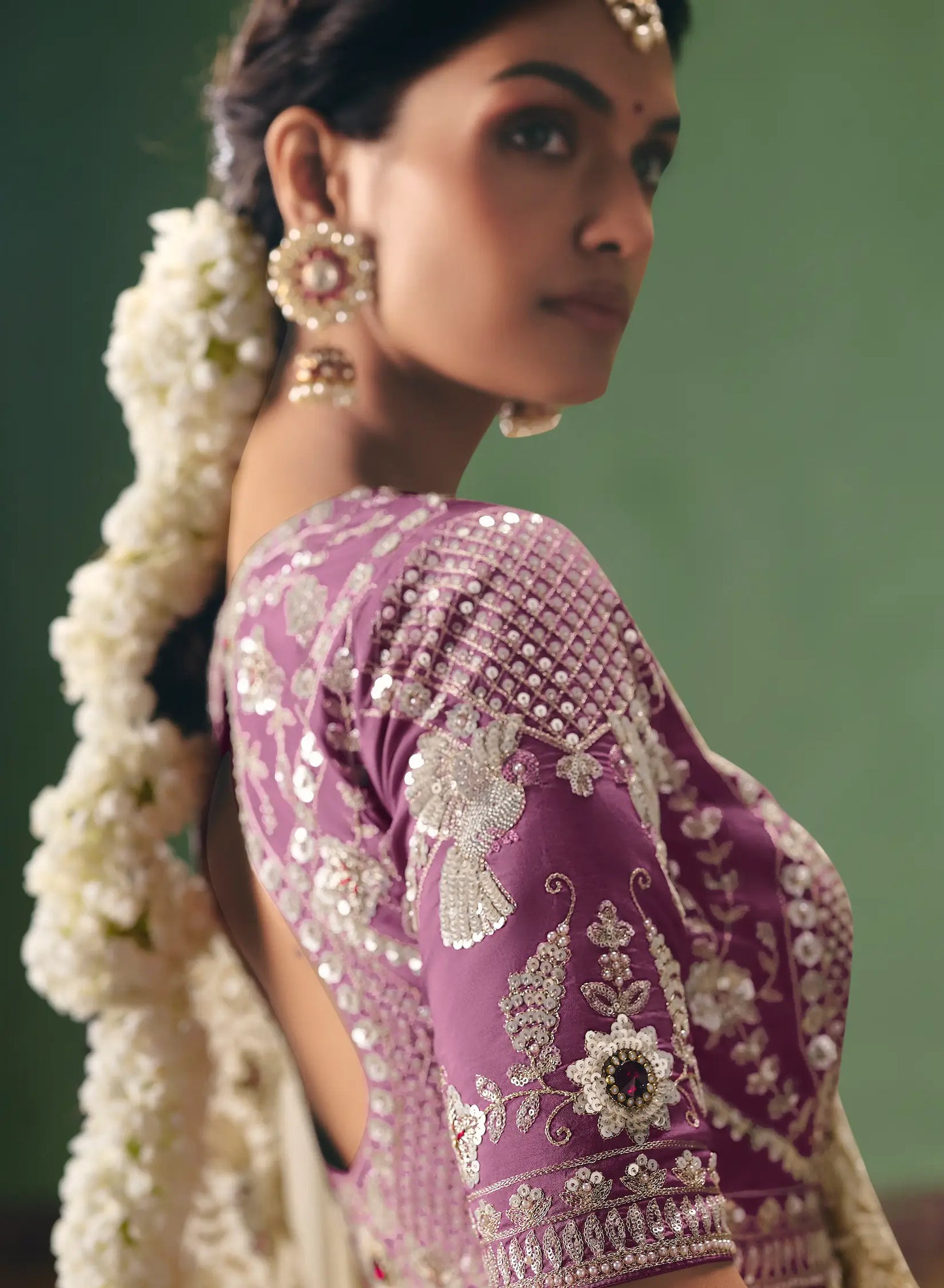 Ivory White Heavy Embroidered Saree