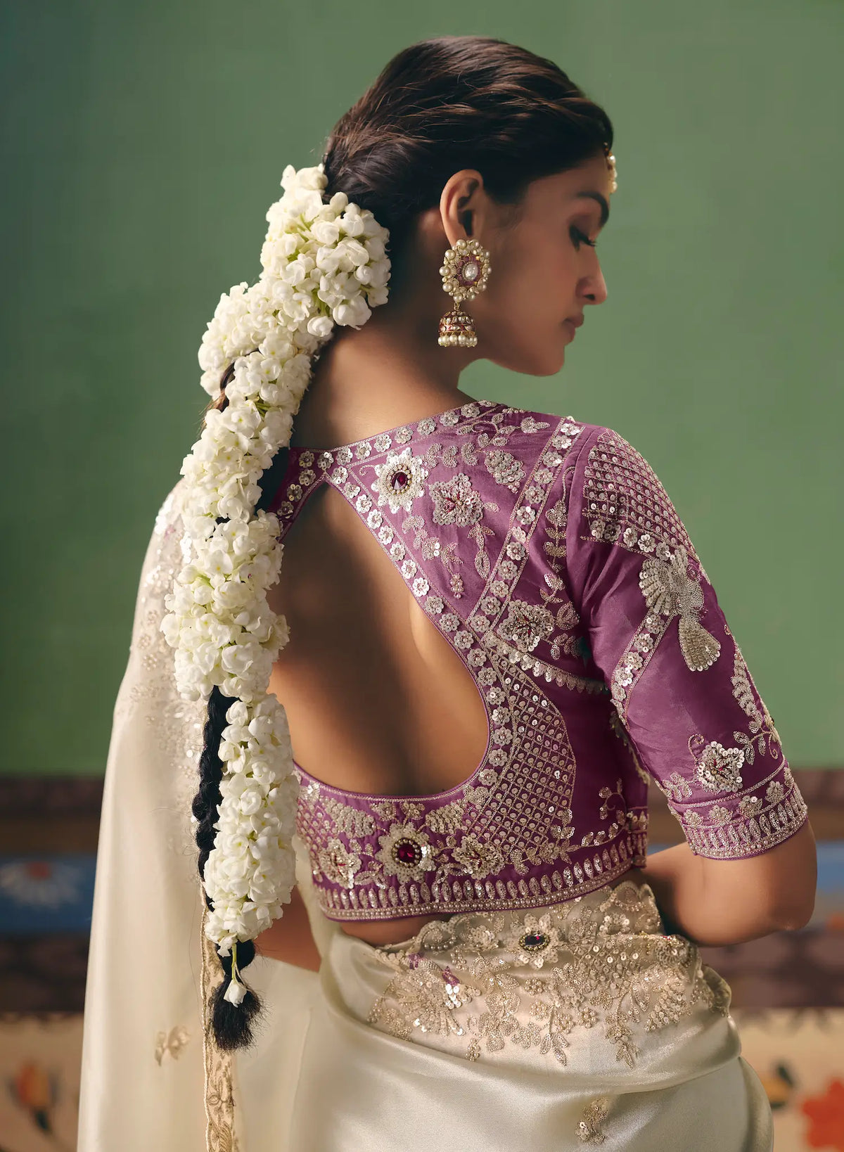 Ivory White Heavy Embroidered Saree