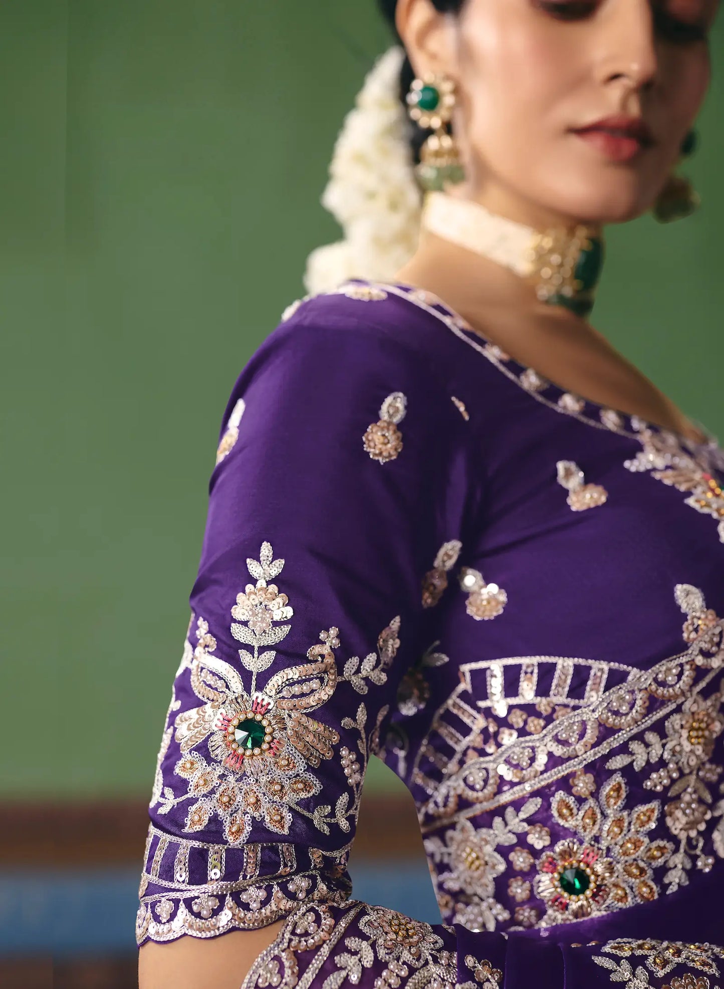 Royal Purple Heavy Embroidered Saree