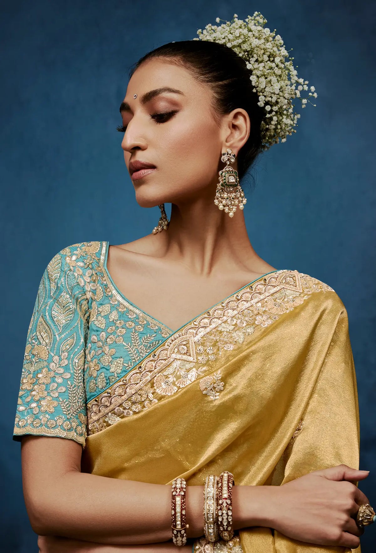 Sand Yellow Embroidery & Hand Work Saree