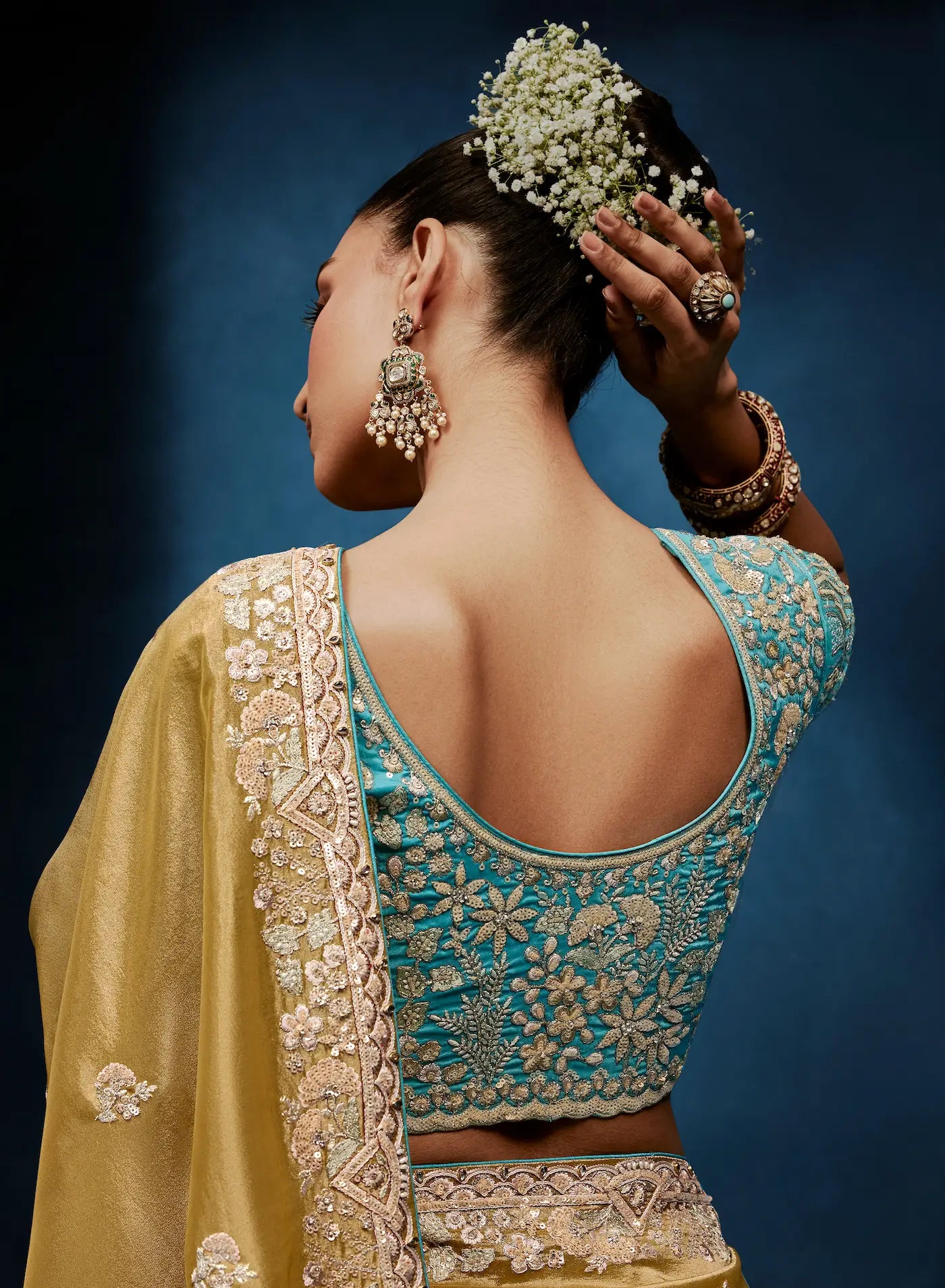 Sand Yellow Embroidery & Hand Work Saree
