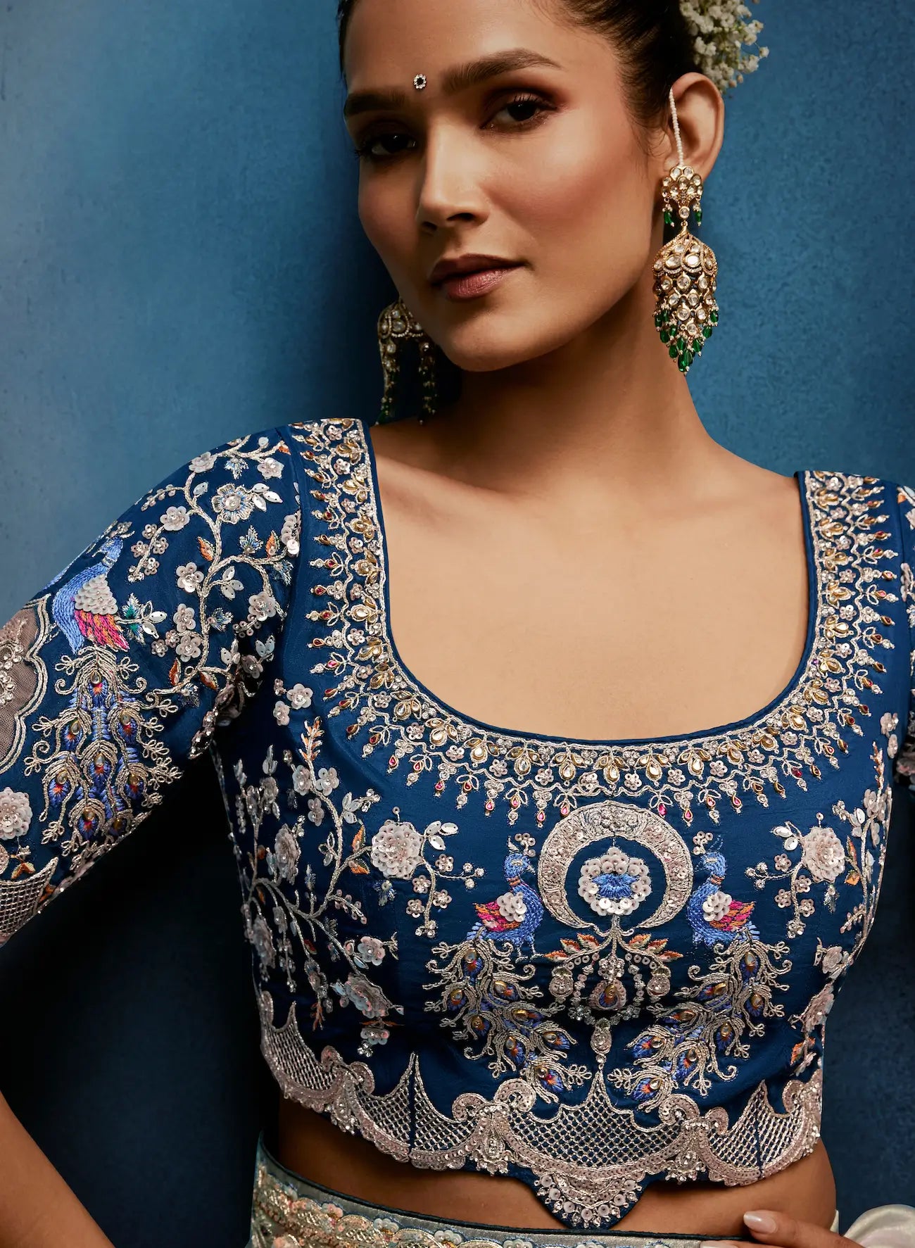 Silver Grey Embroidery & Hand Work Saree