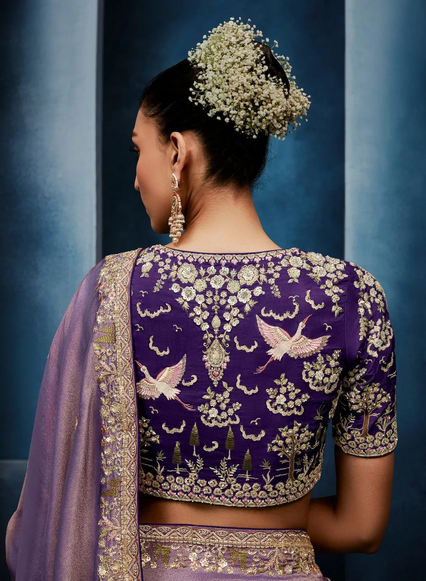 Lavender Embroidery & Hand Work Saree