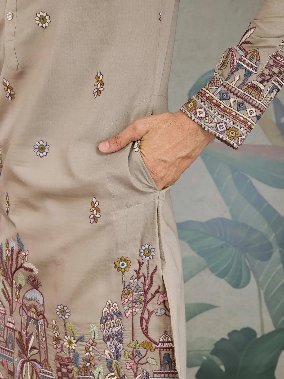 Ivory Viscose Silk Thread & Sequence Embroidered Work Kurta With Pant & Dupatta
