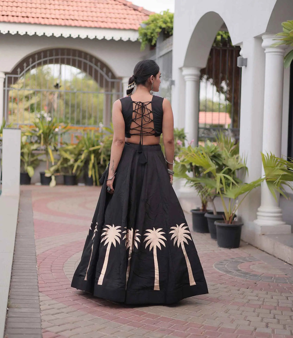 Black Gamthi Work Navratri Lehenga Choli