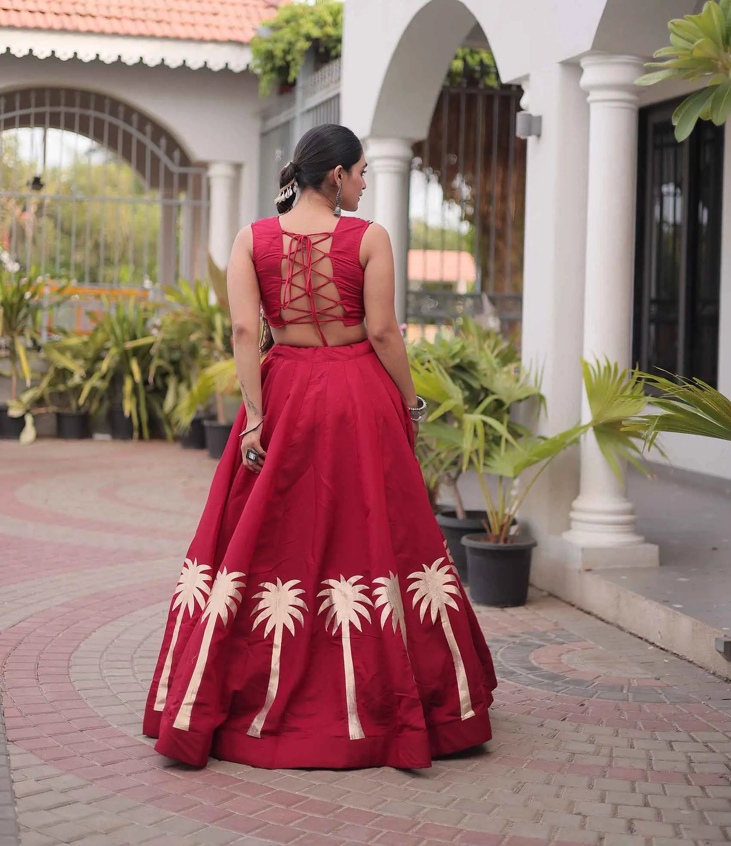 Maroon Gamthi Work Navratri Lehenga Choli