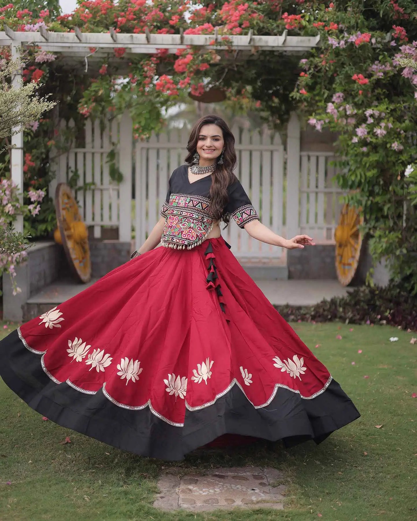 Black And Maroon Navaratri Lehenga Choli