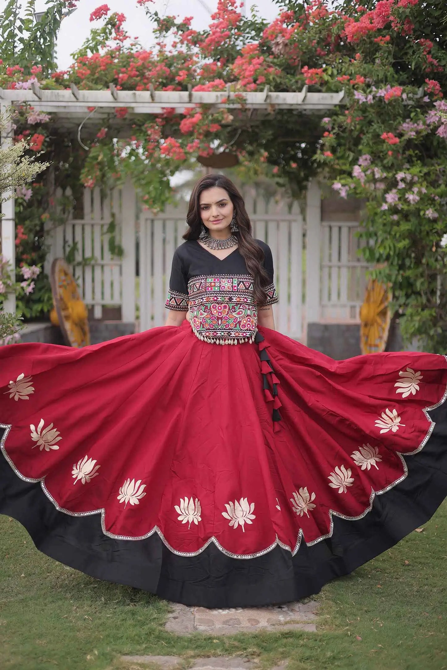Black And Maroon Navaratri Lehenga Choli