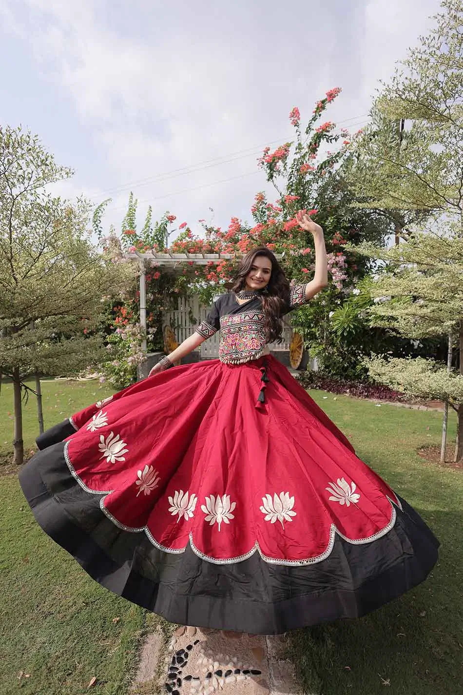 Black And Maroon Navaratri Lehenga Choli