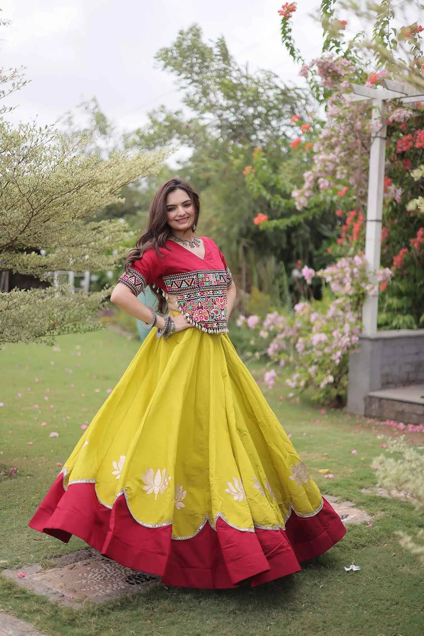 Maroon And Parrot Navaratri Lehenga Choli