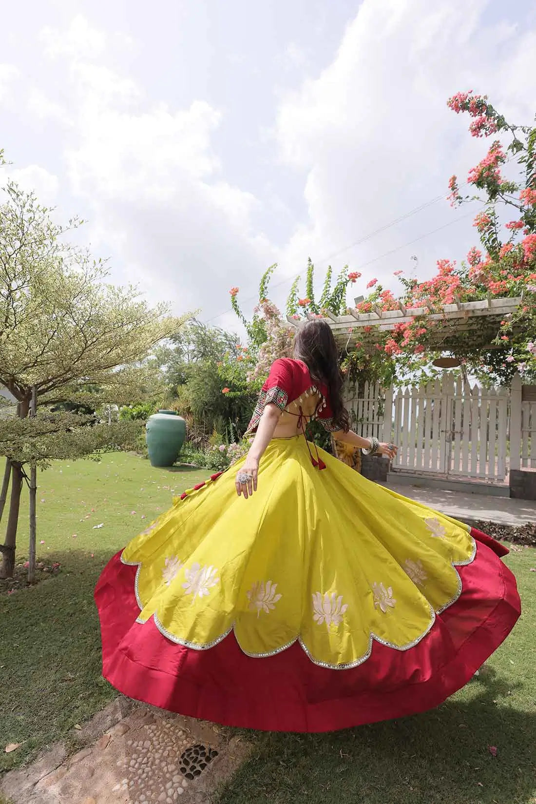 Maroon And Parrot Navaratri Lehenga Choli