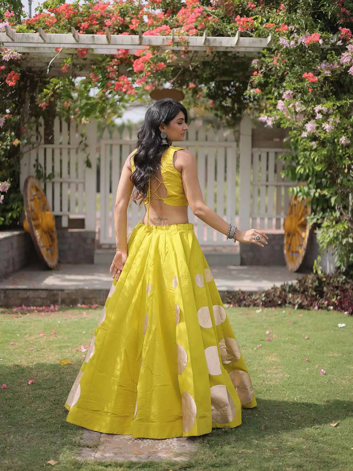 Lime Parrot Designer Navaratri Lehenga Choli