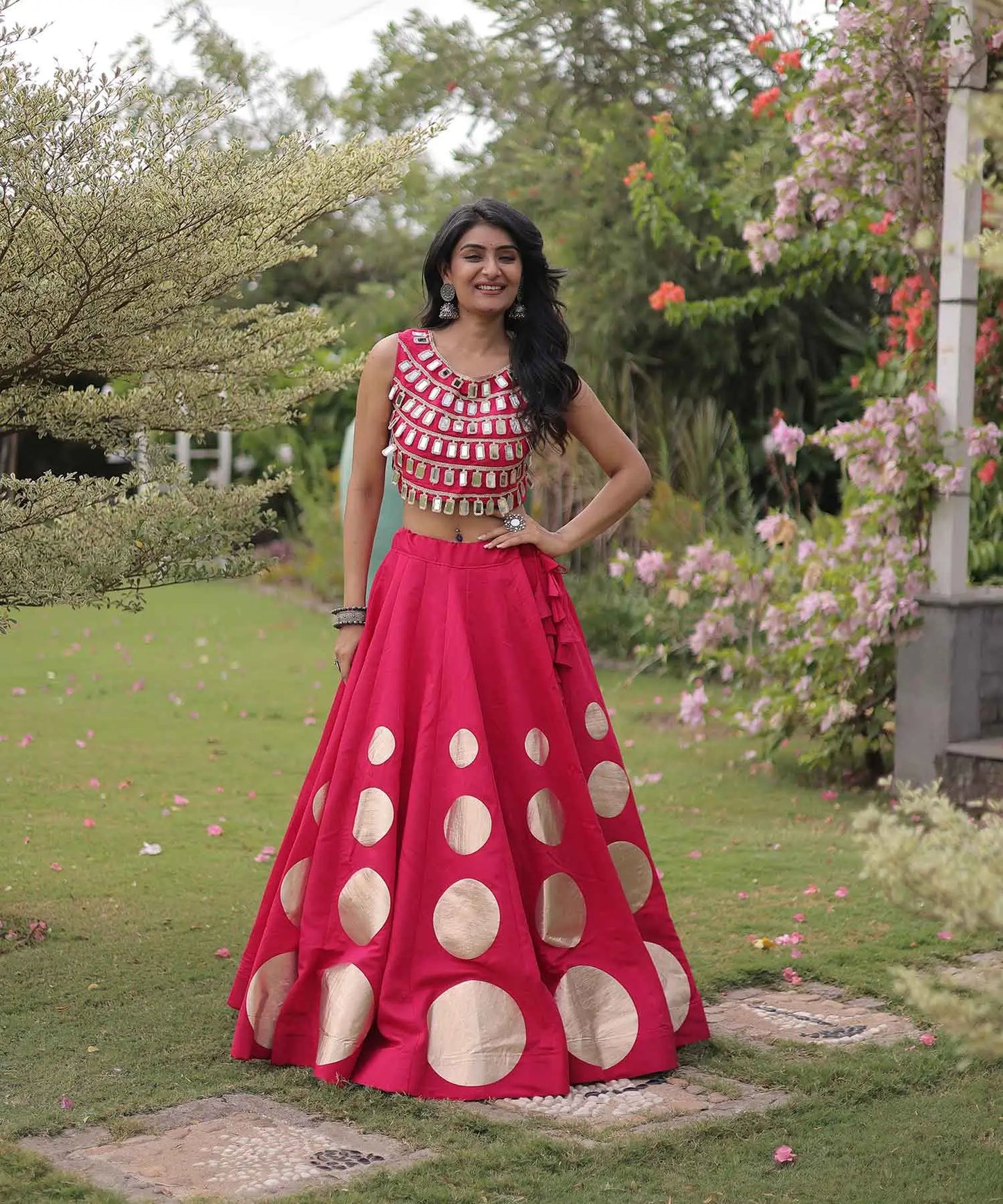 Rani Pink Designer Navaratri Lehenga Choli