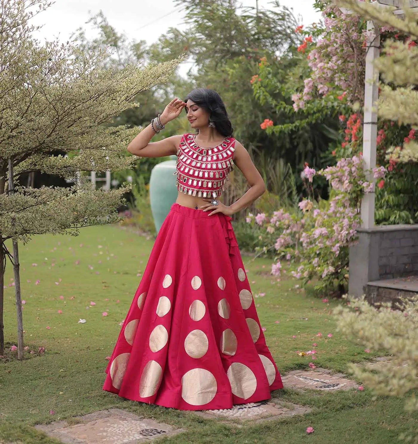 Rani Pink Designer Navaratri Lehenga Choli