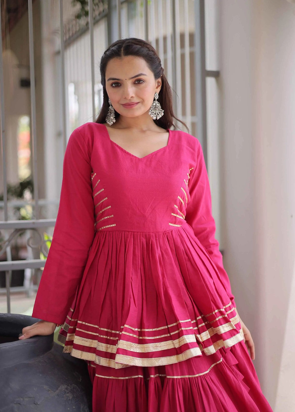 Pink Lehenga With Peplum Style Blouse