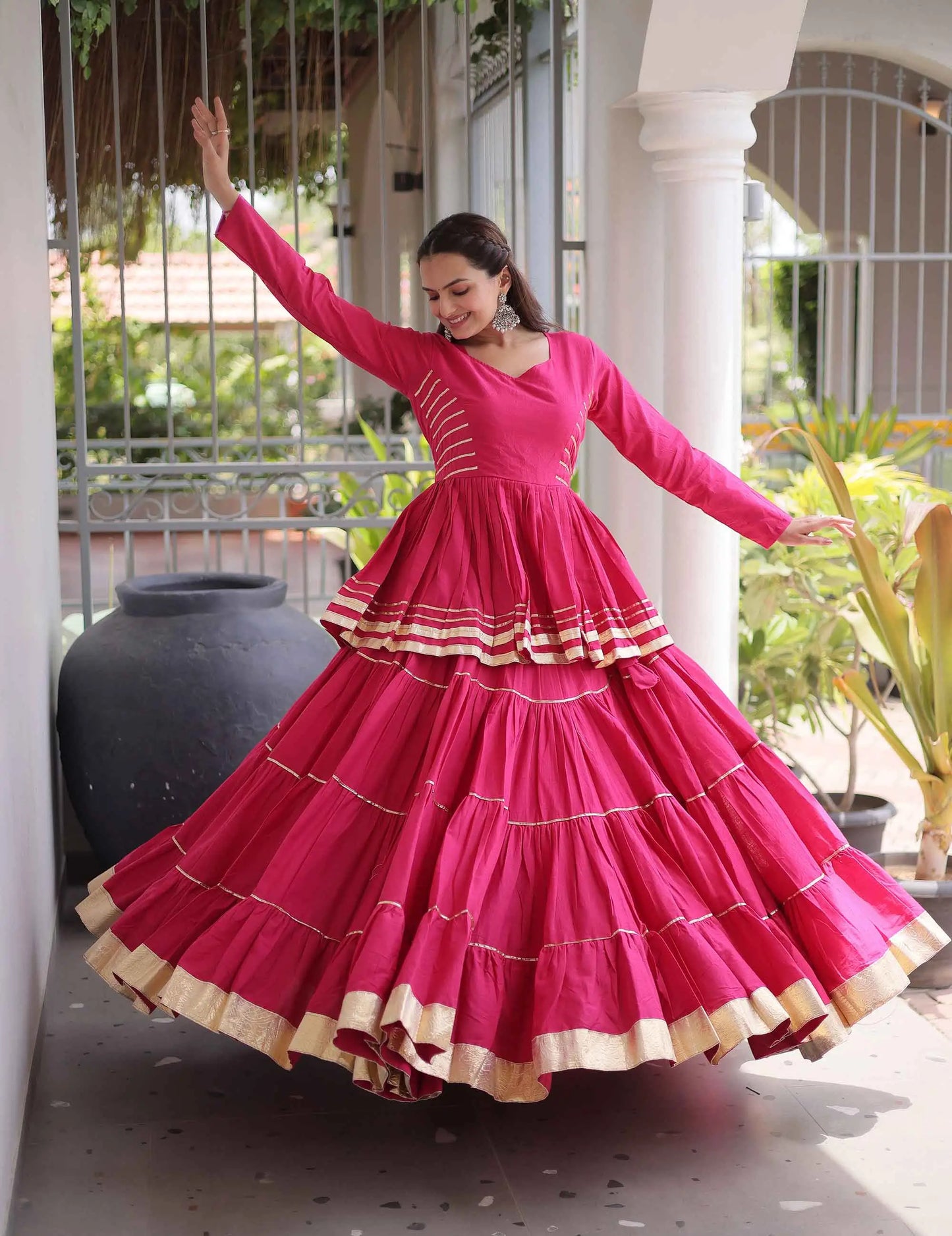 Pink Lehenga With Peplum Style Blouse