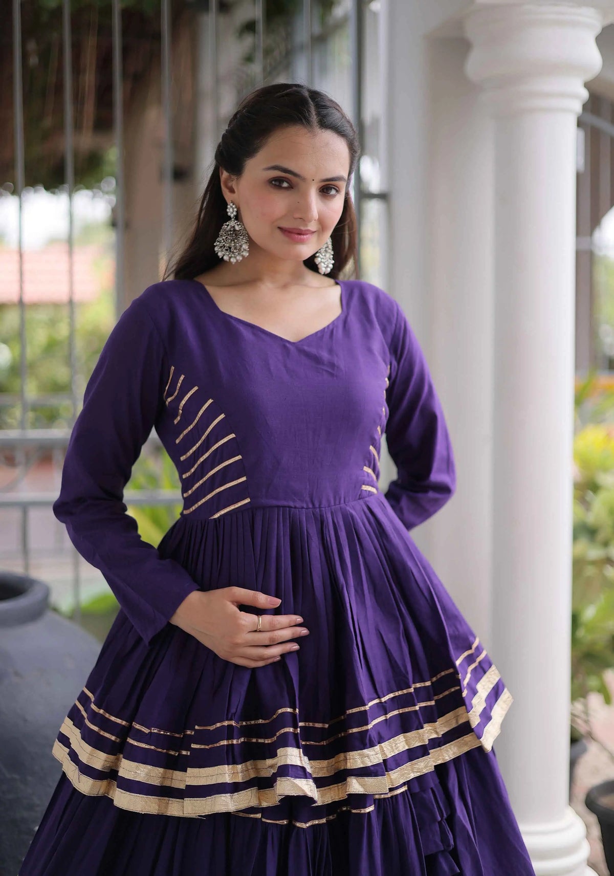 Purple Lehenga With Peplum Style Blouse