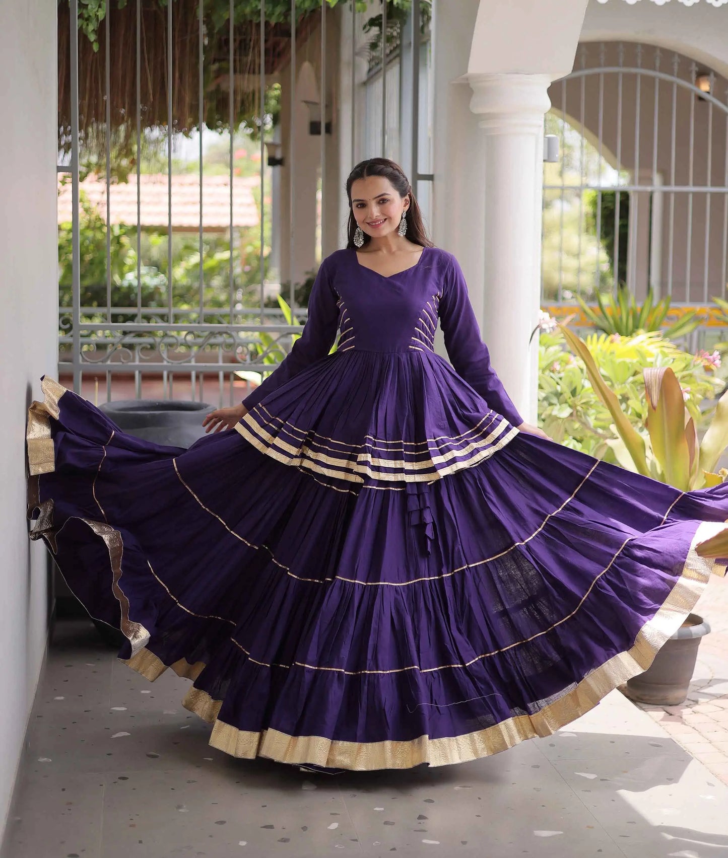 Purple Lehenga With Peplum Style Blouse