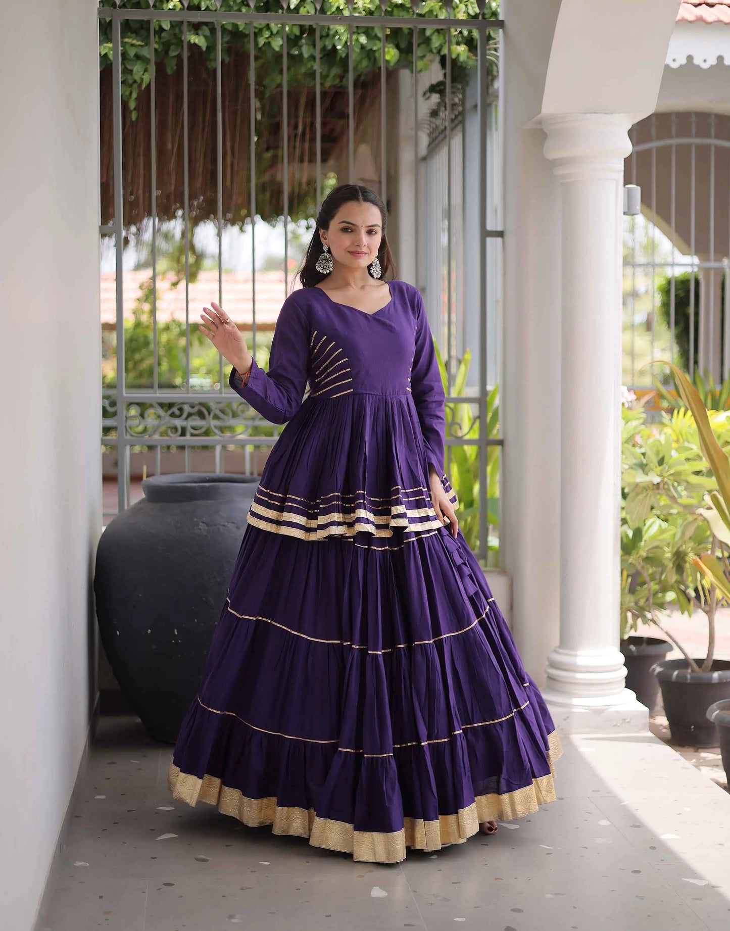 Purple Lehenga With Peplum Style Blouse