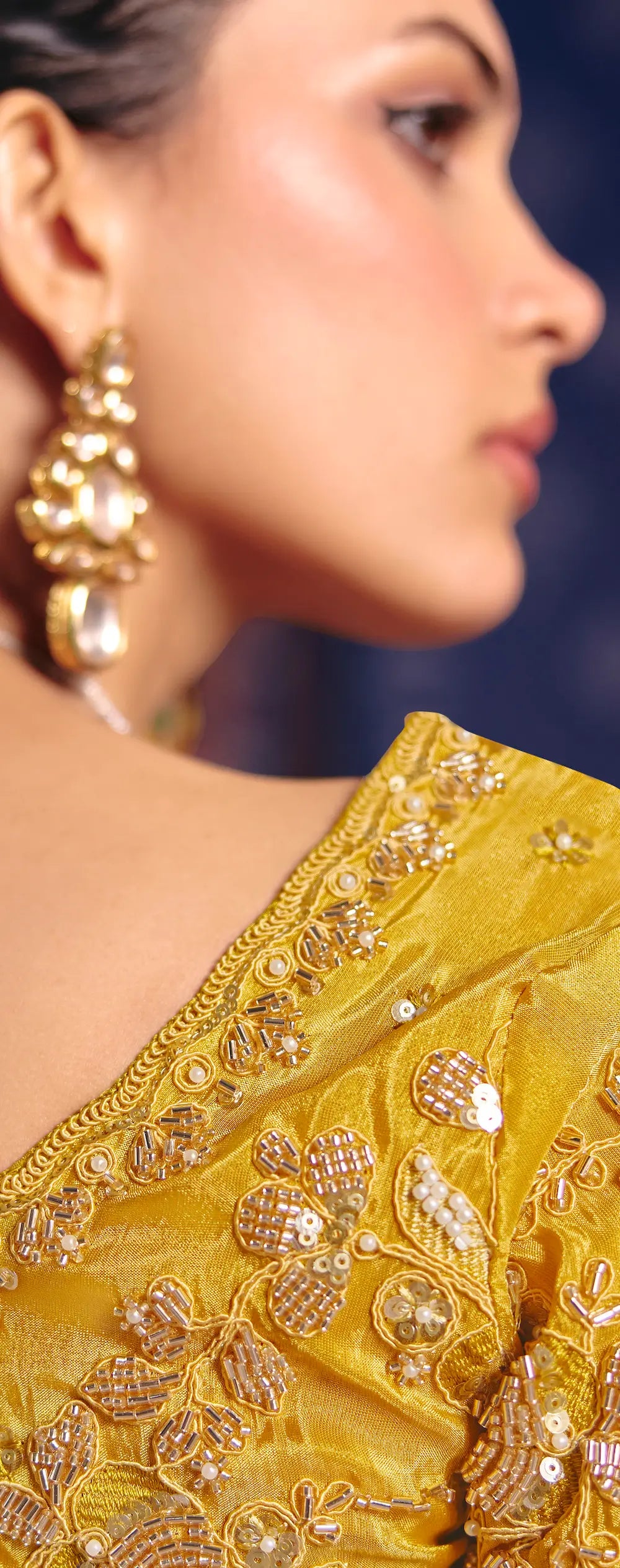 Deep Yellow Silk Heavy Embroidered Saree