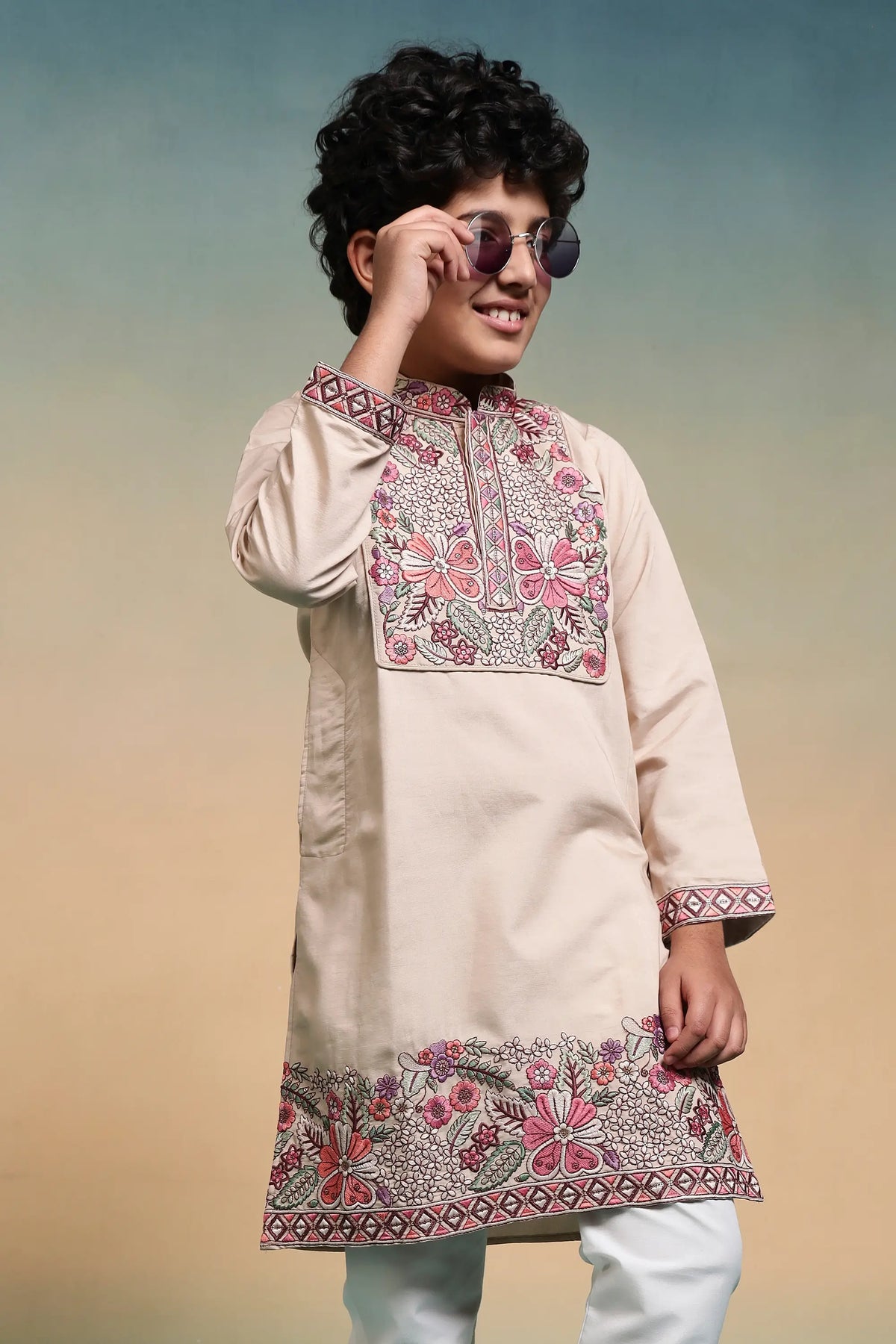 Chiku Embroidery Work Kids Kurta Set