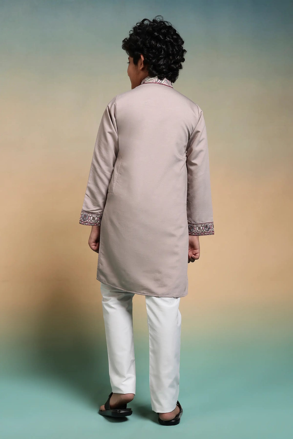 Chiku Embroidery Silk Kurta Set
