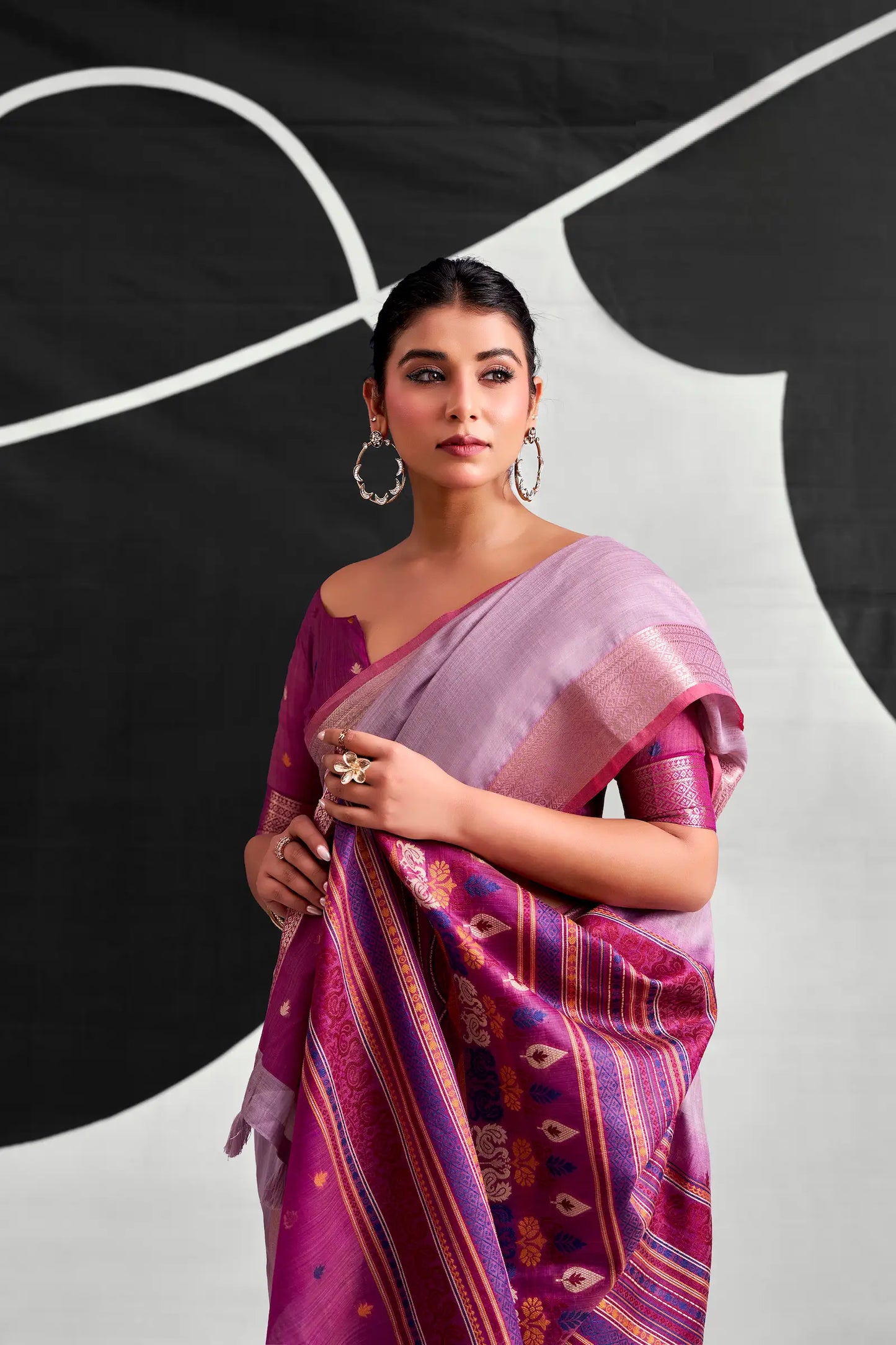 Lavender Modal Cotton Weaving Saree