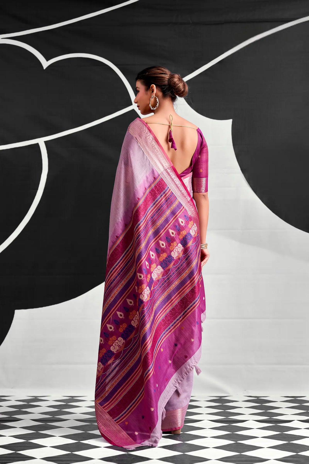 Lavender Modal Cotton Weaving Saree