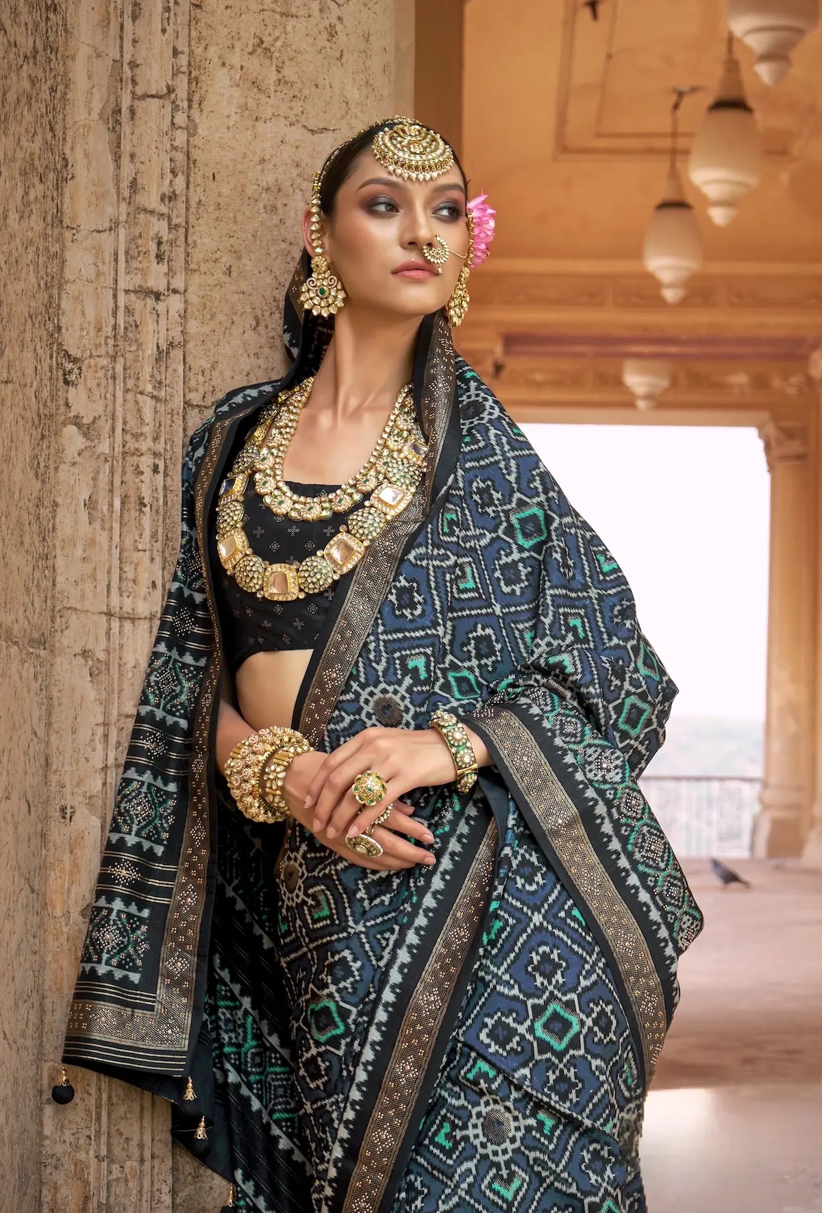 Dark Blue-Black Silk Patola Saree