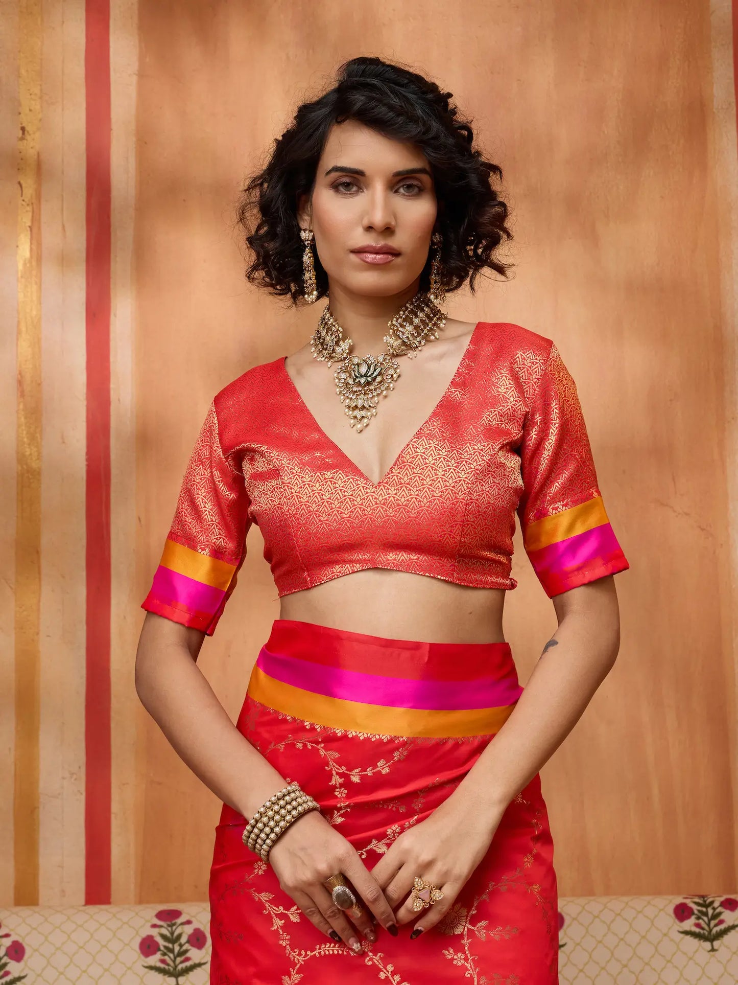 Bright Red Soft Silk Zari Weaving Saree